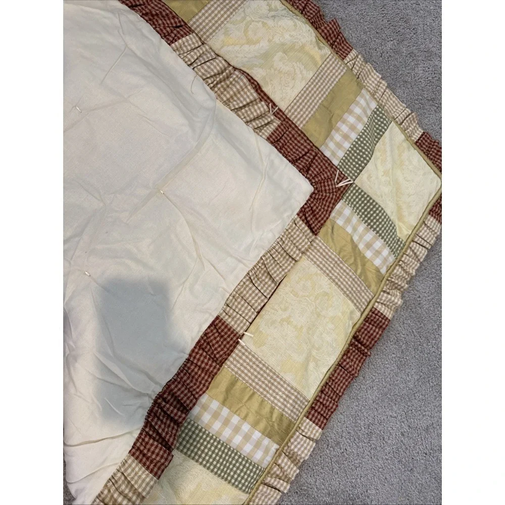 Baby‎ Nursery Quilt Blanket Nava's Designs Yellows Brocade Unisex Plaids Bugs